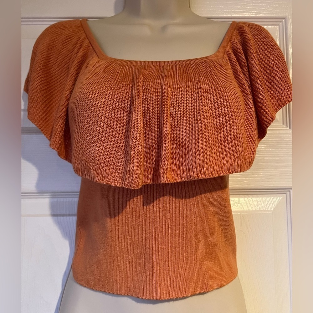 FOREVER 21 Orange Ruffle‎ Crop Top Size Medium NWT Boho Summer Off Shoulder